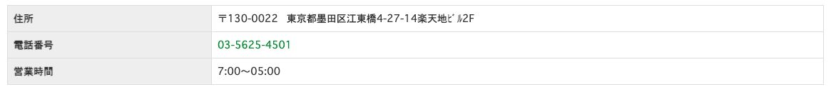 サイゼリヤ公式店舗検索の店舗詳細。錦糸町楽天地店の営業時間が7:00〜05:00と記載されている